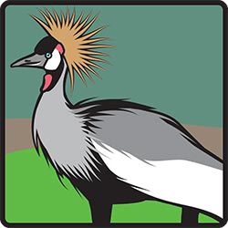 NZP wayfinding symbol: Crowned cranes for Smithsonian Institution